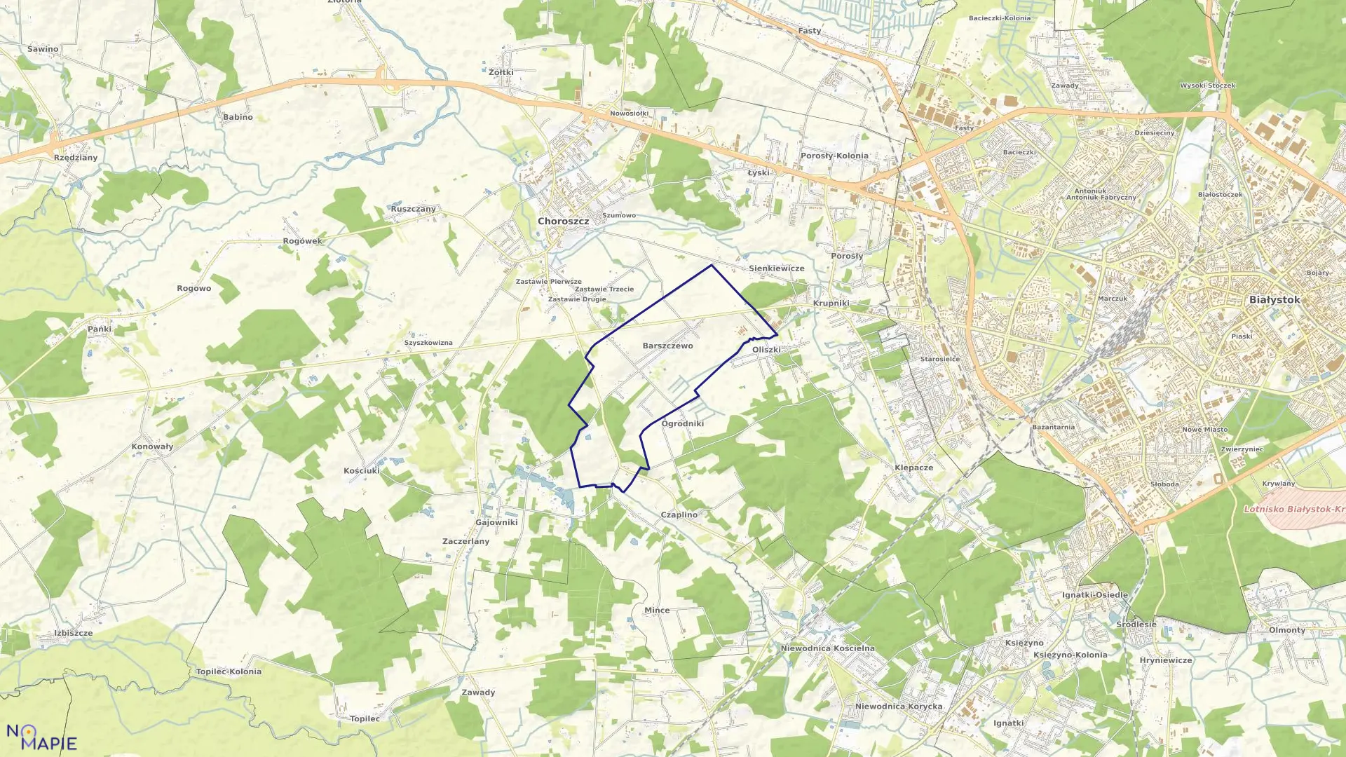 Mapa obrębu BARSZCZEWO w gminie Choroszcz