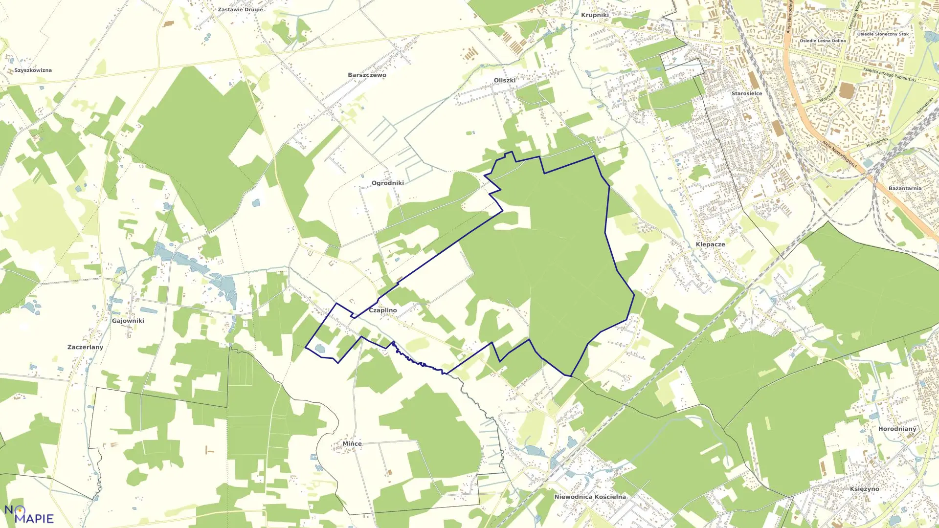 Mapa obrębu CZAPLINO w gminie Choroszcz