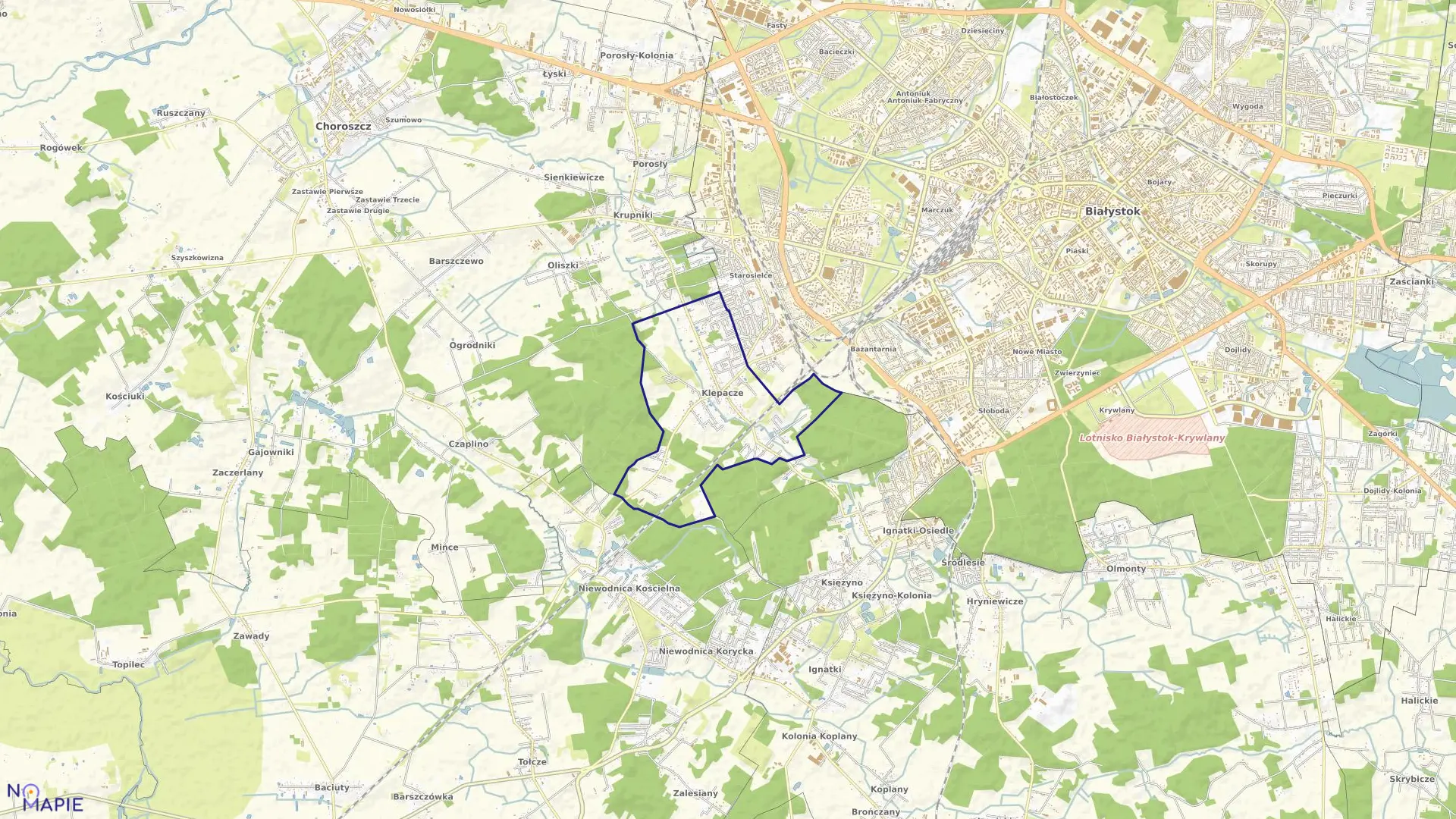 Mapa obrębu KLEPACZE w gminie Choroszcz