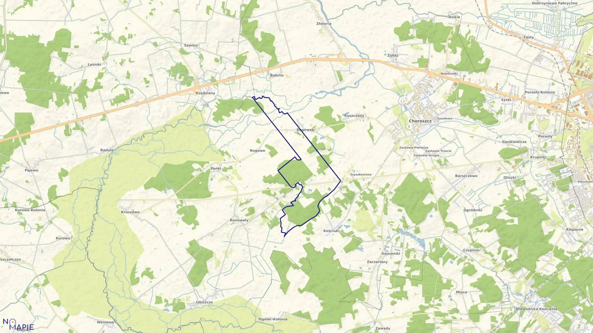 Mapa obrębu MAJ. ROGOWO w gminie Choroszcz