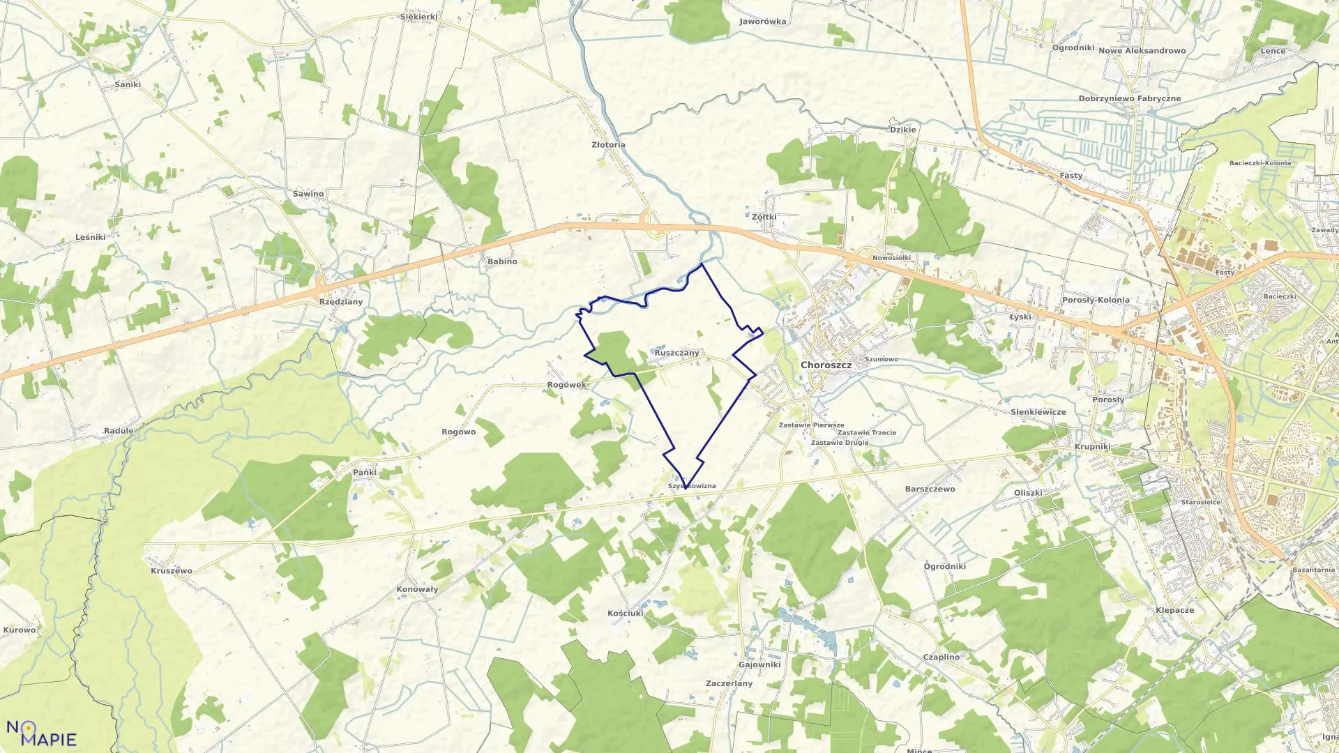 Mapa obrębu RUSZCZANY w gminie Choroszcz